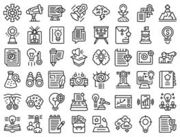 Business idea icons set outline vector. Goal startup vector
