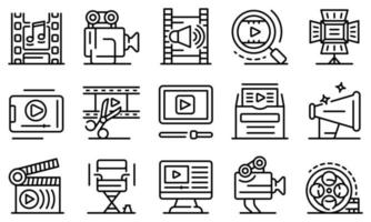 Clip maker icons set, outline style vector