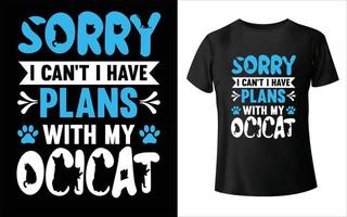 lo siento, no puedo tener planes con mi diseño de camiseta de gato vector animal camiseta