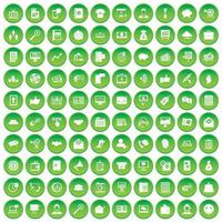 100 iconos de villa establecer círculo verde vector