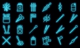 Toothpick icons set vector neon