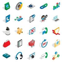 Support service icons set, isometric style vector