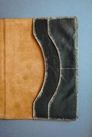 leather notebook on grey background photo