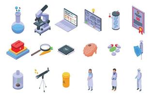 Research scientist icons set, isometric style vector