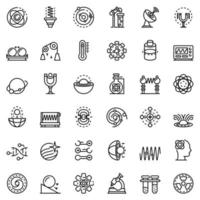 Biophysics icons set, outline style vector