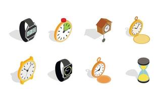 conjunto de iconos de reloj, estilo isométrico vector