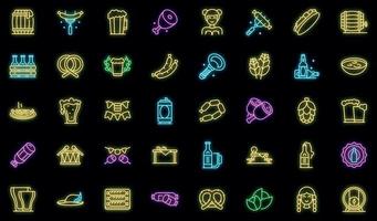 German cuisine icons set vector neon