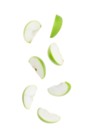 Falling sliced green apples cutout, Png file