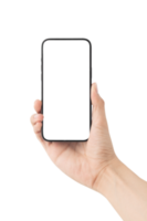 Hand holding phone cutout, Png file