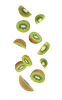 corte de kiwi en rodajas que cae, archivo png