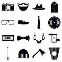 conjunto de iconos de elementos hipster, estilo simple vector