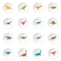 iconos de dinosaurios establecidos en estilo plano vector