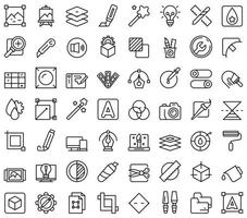 Editing tools icons set outline vector. Video create vector