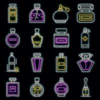 Fragrance bottles icons set vector neon