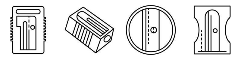 Sharpener icons set, outline style vector