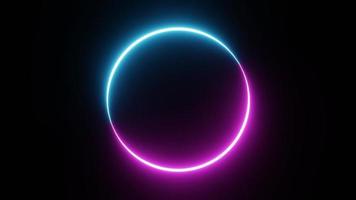 cadre photo en cercle rond en boucle harmonieuse avec graphique de mouvement d'ombre de couleur néon à deux tons sur fond noir isolé video