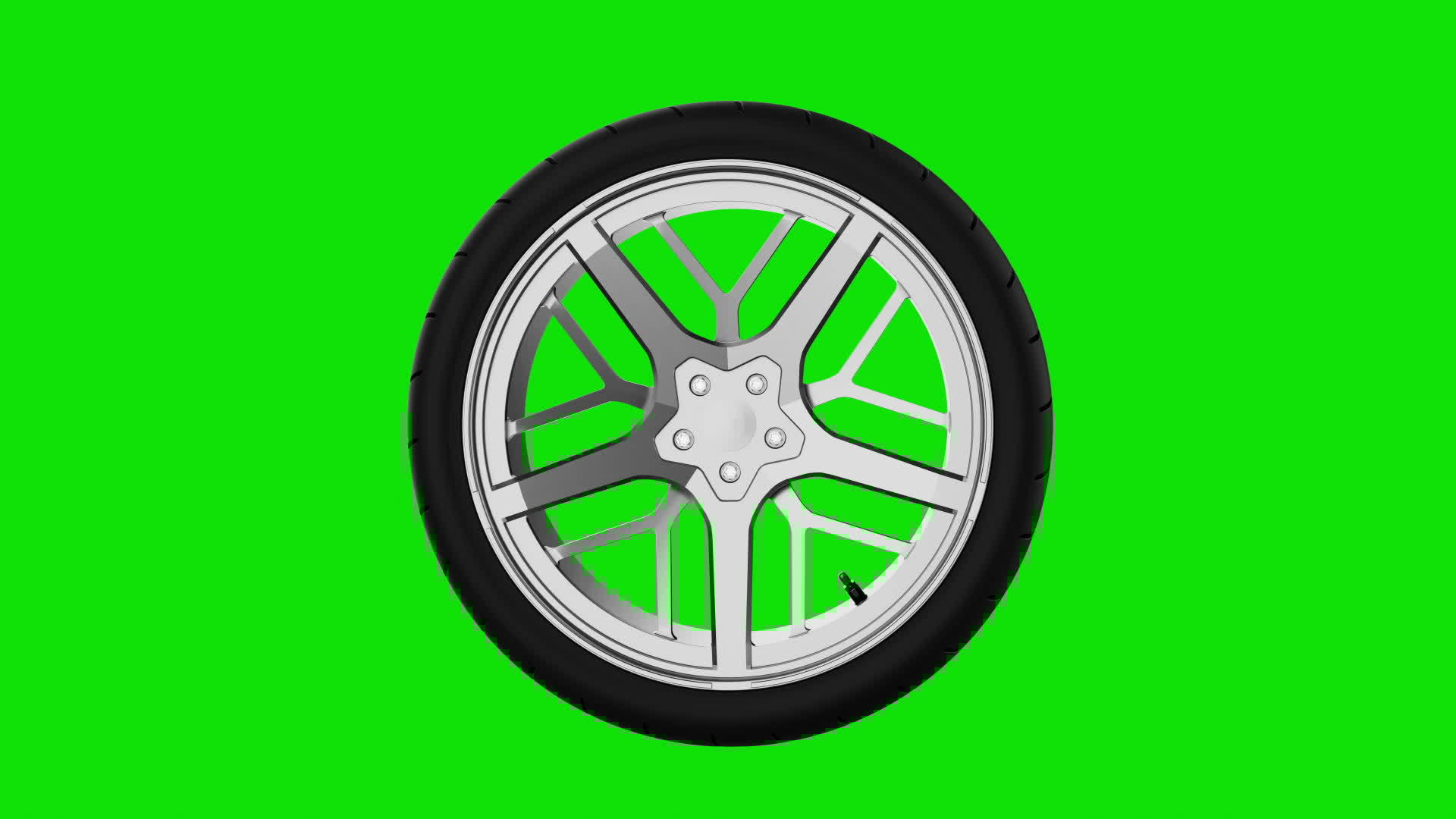 Seamless looping of rubber wheel spinning motion on isolated green