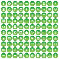 100 punteros iconos en círculo verde vector