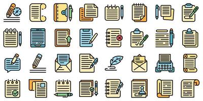 Writing icons set vector flat