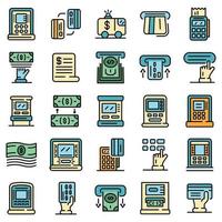 Atm machine icons vector flat