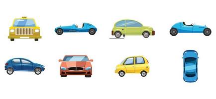 Car icon set, cartoon style vector