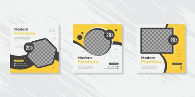 Modern Furniture social media post templates design vector