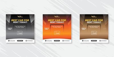 Rent a car banner for social media post template design vector
