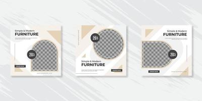 Modern Furniture social media post templates design vector