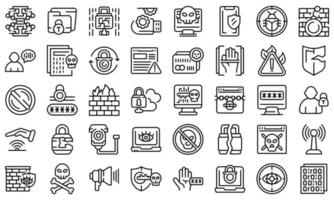 Stop theft icons set outline vector. Anti terrorist vector