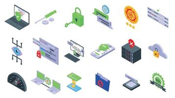 SSL certificate icons set, isometric style vector