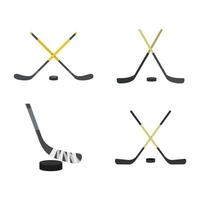conjunto de iconos de palo de hockey, tipo plano vector