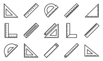 Ruler icons set, outline style vector