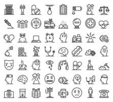 Depression icons set, outline style vector