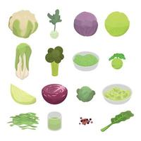 Cabbage icons set, isometric style vector