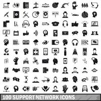 100 support network icons set, simple style vector