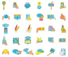 conjunto de iconos de transmisión de datos, estilo de dibujos animados vector