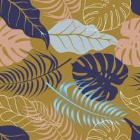 Abstract Floral seamless pattern with leaves. tropical background vector