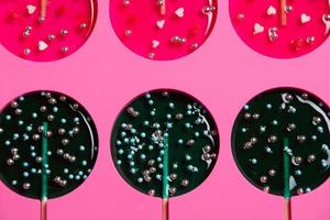 lollipops on a stick in a single form for cooking on a yellow background. photo