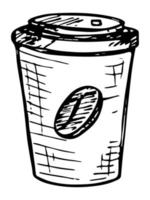 linda taza de café ilustración. imágenes prediseñadas de taza simple. acogedor hogar garabato vector