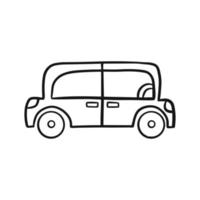 Long car vector silhouette. Simple transport illustration. Outline drawing for coloring page.
