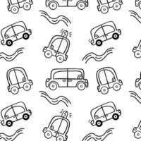 Simple outline cars pattern for kids design. vector