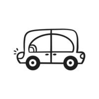 Car vector silhouette. Simple transport illustration. Outline drawing for coloring page.