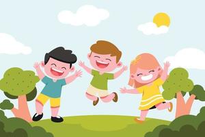 Hand drawn flat illustration of children vector