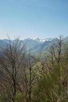 Beautiful view of Natural Park Las Ubinas and La Mesa, in Asturias. Mountains with snow in the background photo