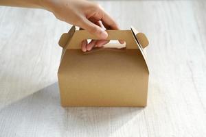 Hands holding an empty cardboard box photo