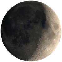premier quartier de lune vu avec un télescope png transparent