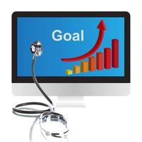 Stethoscope, Business graph and computers, The concept Goal photo