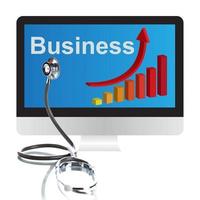 Stethoscope, Business graph and computers photo