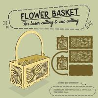 flower basket for laser cutting vector