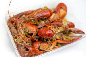 Super spicy green chilli shrimp lobster seafood cuisine, healthy food photo